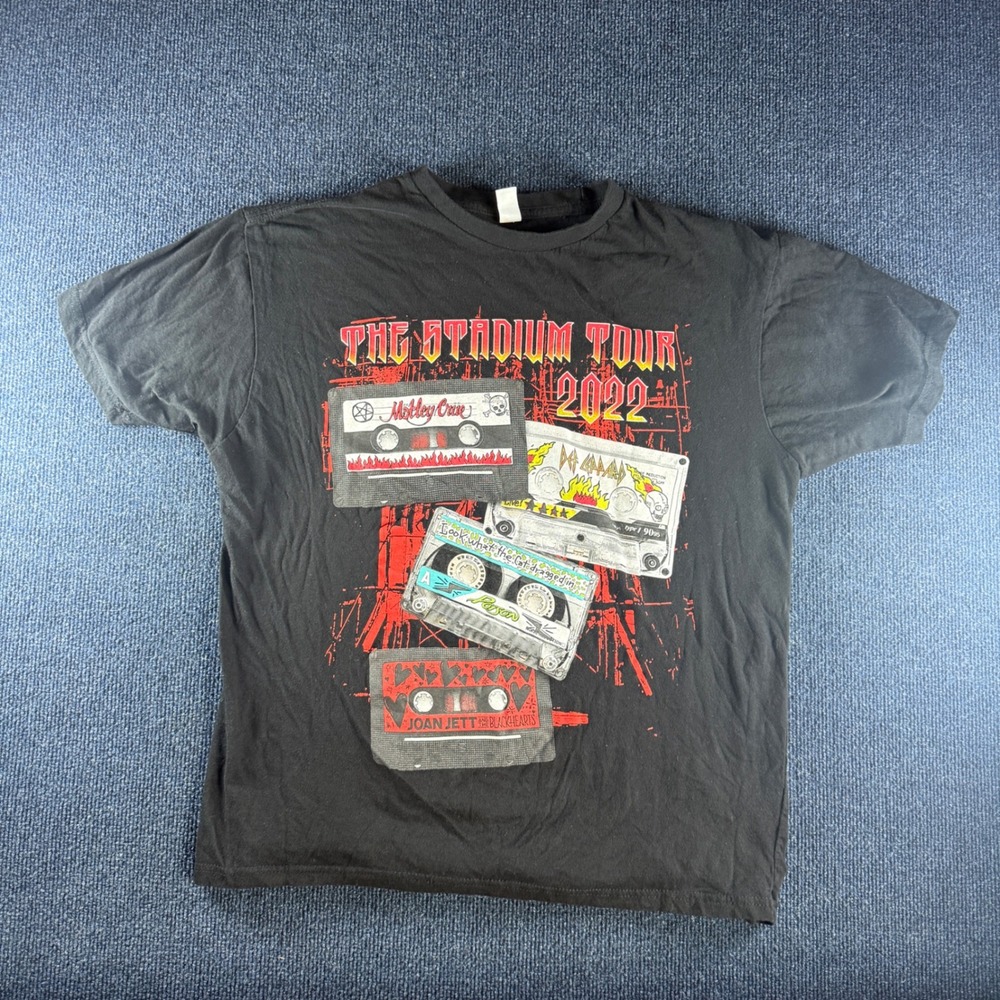 The Stadium Tour 2022 Shirt Motley Crue Def Leppard Poison Joan Jett Black Large